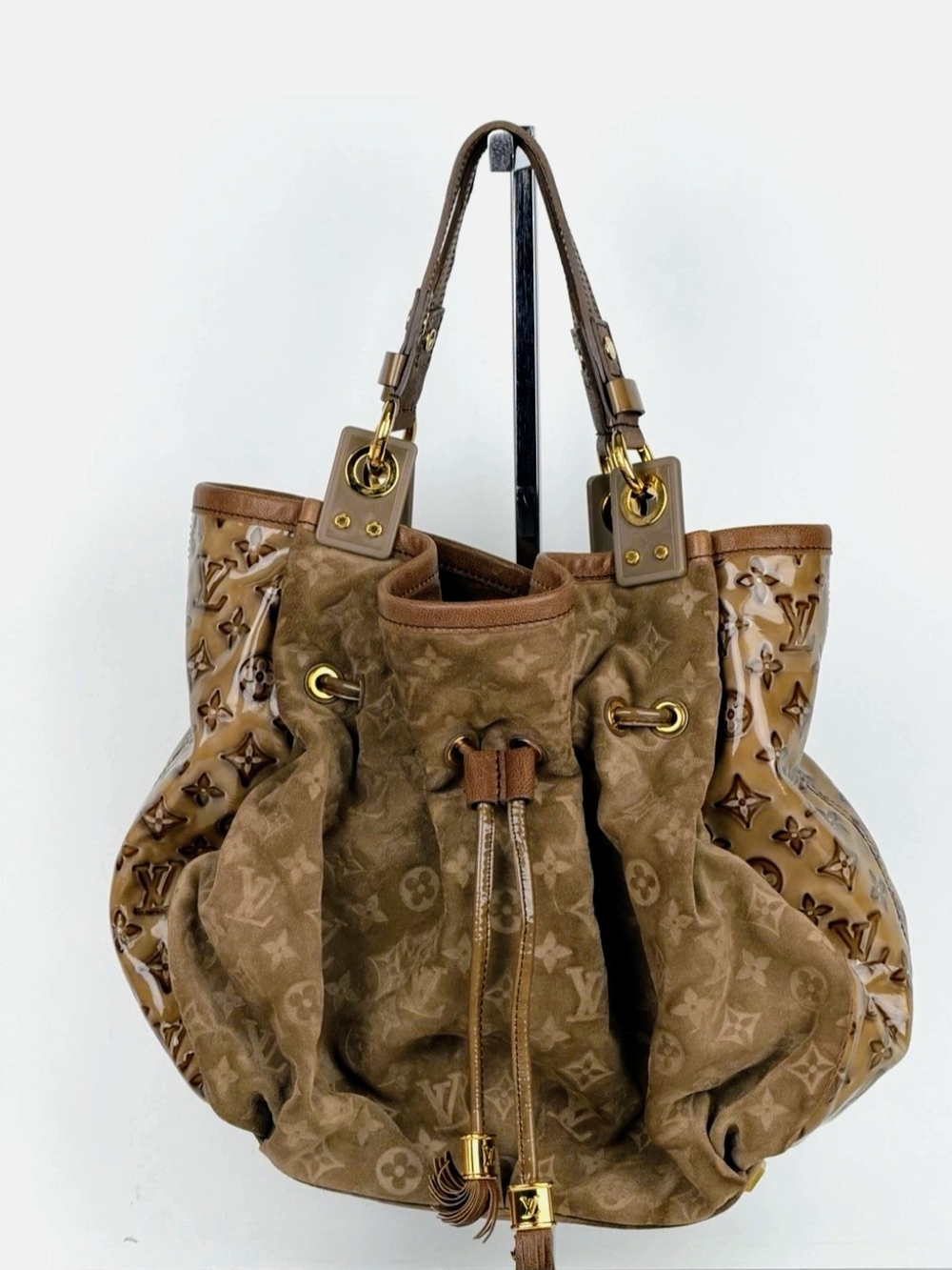 Louis Vuitton Irene Coco Hobo Monogram Suede & Patent Leather